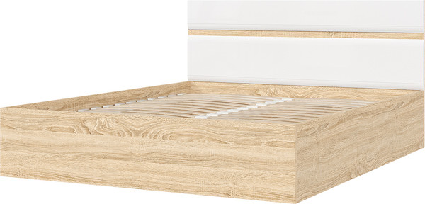 Изображение товара Двуспальная кровать Стендмебель Либерти КР 02 160x200 (мдф белый глянец/дуб сонома)