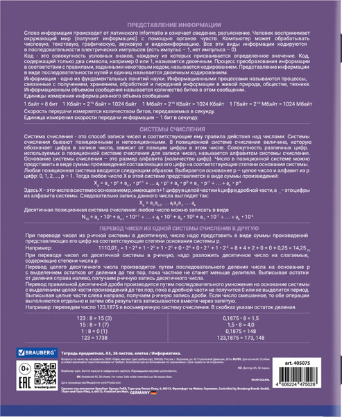 Изображение товара Тетрадь предметная Brauberg Колор. Информатика / 405075 (36л)