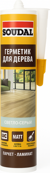 Изображение товара Герметик акриловый Soudal Для паркета и ламината (280мл, светло-серый)
