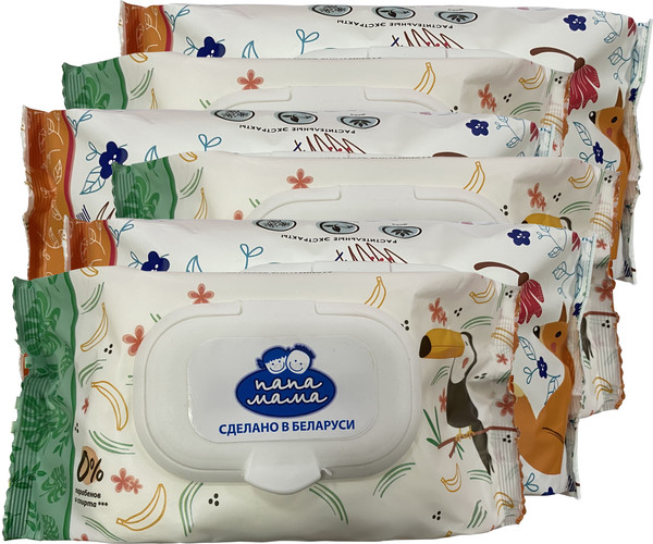 Изображение товара Влажные салфетки детские Папа Мама Детские (6х120шт)