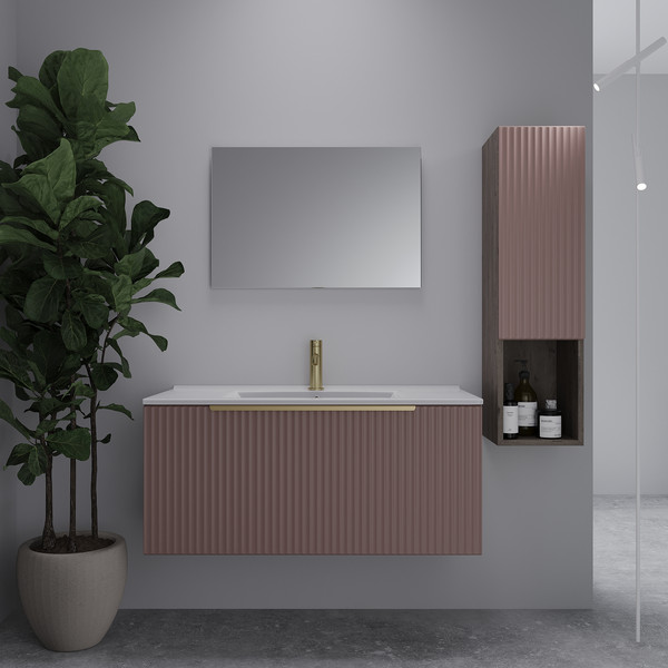 Изображение товара Шкаф-полупенал для ванной ЗОВ Дублин / CDUFTSMFR (флавио античная роза)