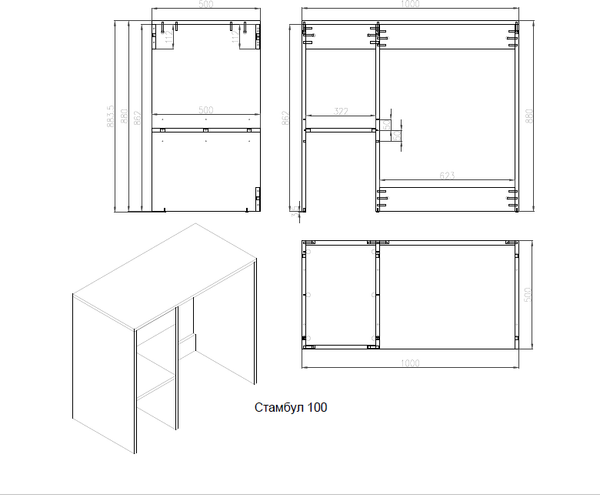 Изображение товара Тумба под умывальник ЗОВ Стамбул 100 / S100LAW0LAWWMD (аттик)