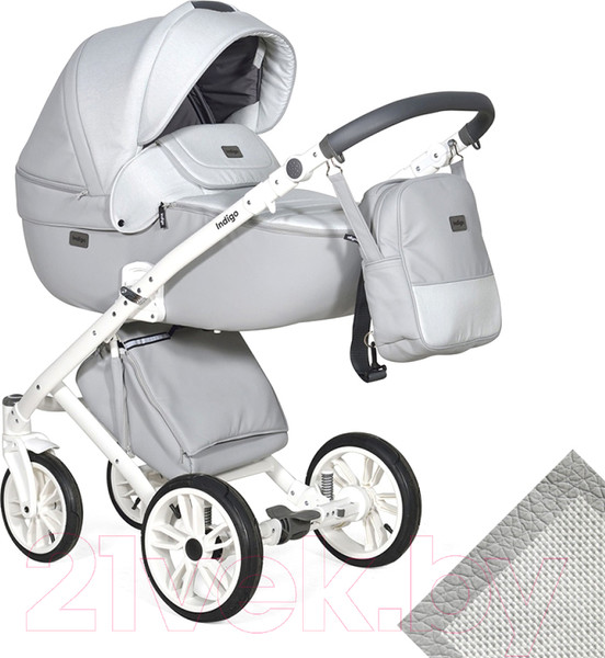 Изображение товара Детская универсальная коляска INDIGO Porto 2 в 1 (Po 02, светло-серая кожа/светло-серый лен)