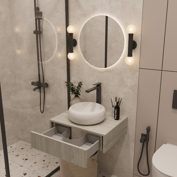 Изображение товара Тумба под умывальник ЗОВ Токио Премиум 60 / TP60ELSPTOC2 (вяз либерти серебряный)