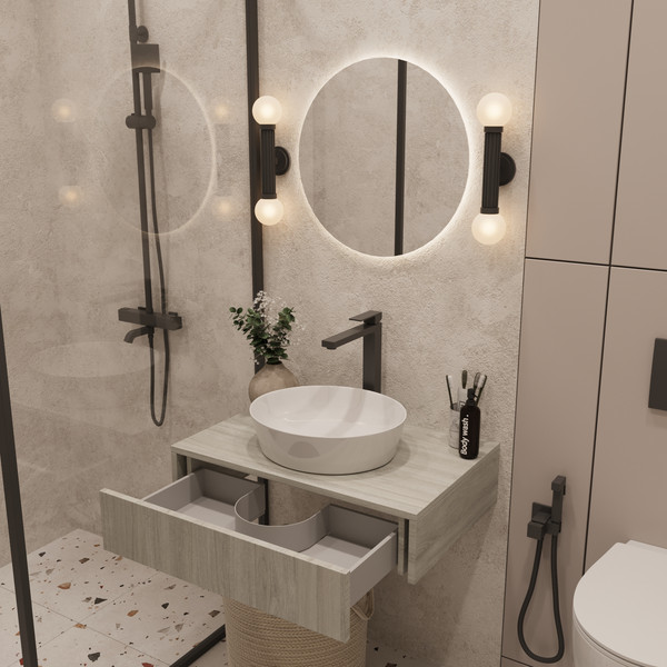 Изображение товара Тумба под умывальник ЗОВ Токио Премиум 70 / TP70ELSPTOC2 (вяз либерти серебряный)