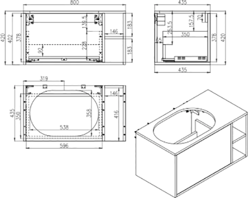 Изображение товара Тумба под умывальник ЗОВ Анталья 80 / A80LWMW1BC (белый матовый)