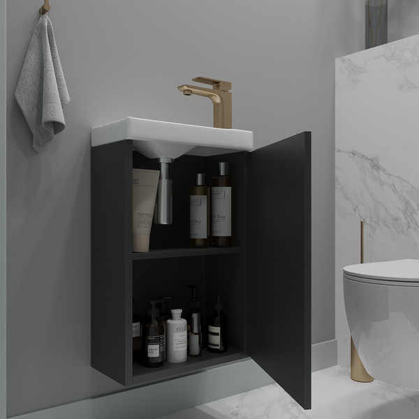 Изображение товара Тумба под умывальник ЗОВ Монови Слим 40 / S40LG0LG7091B (антрацит)