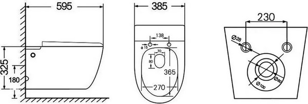 Изображение товара Унитаз подвесной с инсталляцией Abber Bequem AC1107P-AC0101P (с импульсным смывом)