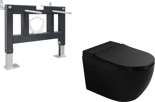 Изображение товара Унитаз подвесной с инсталляцией Abber Bequem AC1108PMB-AC0101P (с импульсным смывом)