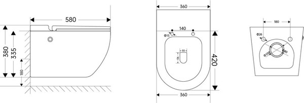 Изображение товара Унитаз подвесной с инсталляцией Abber Bequem AC1108PMB-AC0101P (с импульсным смывом)
