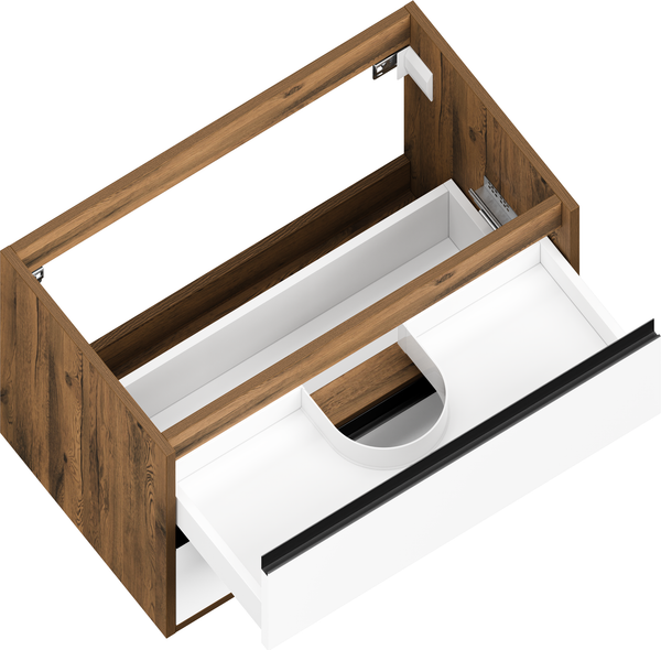 Изображение товара Тумба с умывальником ЗОВ Парма 80 / P80LA0MWMC1B-LDSPA6002 (аттик/белый матовый)