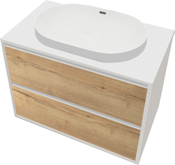 Изображение товара Тумба с умывальником ЗОВ Парма 80 / P80LWP0MHMC1A-LDSPW6002 (белый/галифакс)