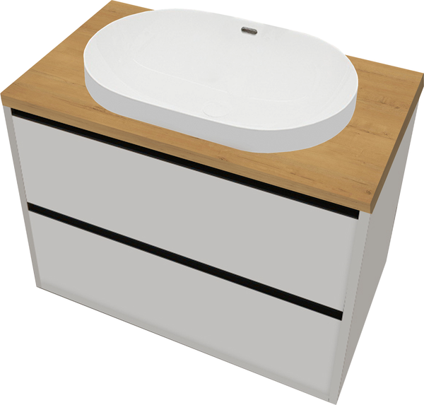 Изображение товара Тумба с умывальником ЗОВ Парма 80 / P80LWP0MWMC1B-HPL38T6002 (белый матовый)