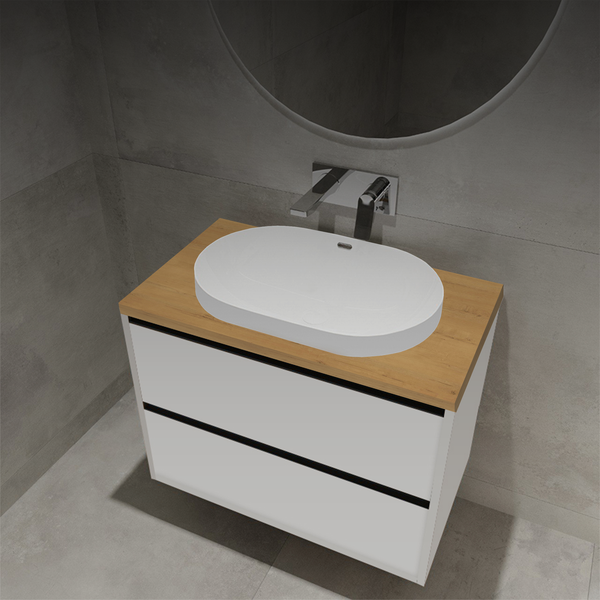 Изображение товара Тумба с умывальником ЗОВ Парма 80 / P80LWP0MWMC1B-HPL38T6002 (белый матовый)