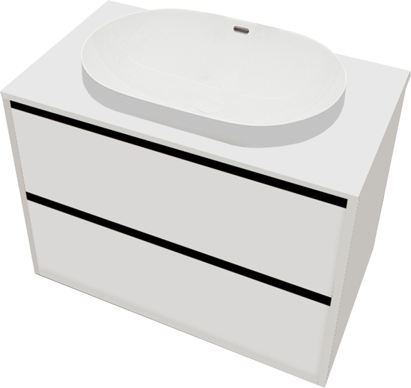 Изображение товара Тумба с умывальником ЗОВ Парма 80 / P80LWP0MWMC1B-LDSPW6002 (белый матовый)