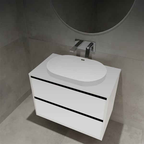 Изображение товара Тумба с умывальником ЗОВ Парма 80 / P80LWP0MWMC1B-LDSPW6002 (белый матовый)