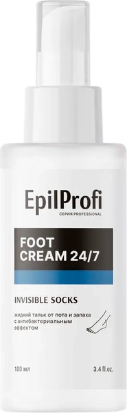 Изображение товара Тальк для ног EpilProfi Жидкий от пота и запаха с антибактериальным эффектом 24/7 (100мл)