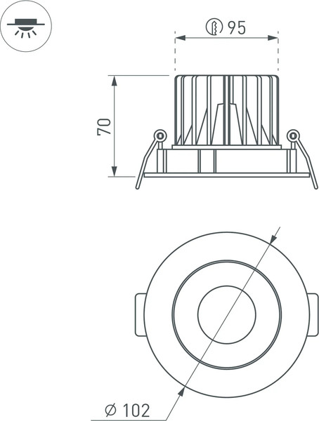 Изображение товара Точечный светильник Arlight MS-FORECAST-BUILT-TURN-R102-12W Warm3000 BK-BK 32deg / 035453