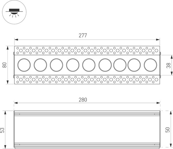 Изображение товара Точечный светильник Arlight MS-ORIENT-BUILT-TRIMLESS-TC-S38x277-20W Day4000 WH-BK / 032226