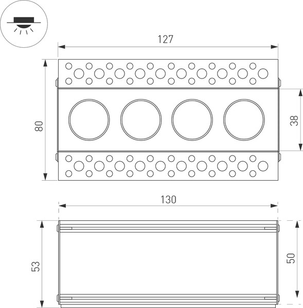 Изображение товара Точечный светильник Arlight MS-ORIENT-BUILT-TRIMLESS-TC-S38x127-10W Day4000 WH-BK / 032224