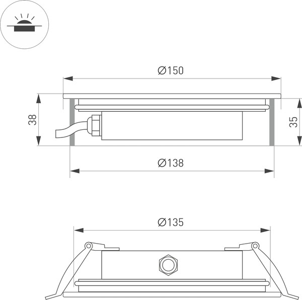 Изображение товара Точечный светильник Arlight ART-GROUND-SLIM-R150-12W Warm3000 SL 35deg / 038166