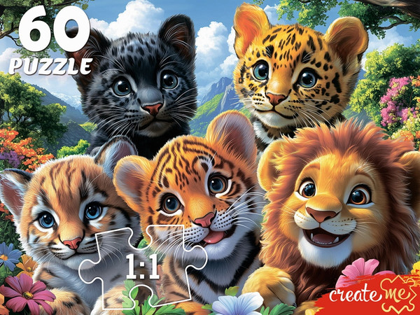 Изображение товара Пазл РЫЖИЙ КОТ Веселое селфи диких кошек / Ф60-4526