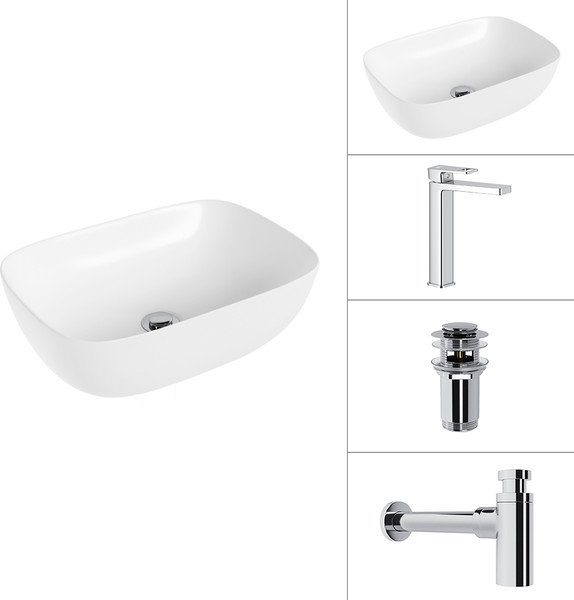 Изображение товара Умывальник со смесителем Lauter 21493A + Cascade 21СК0655C + сифон 21635CH + дон.клапан 21190CH (хром)