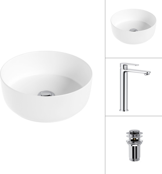 Изображение товара Умывальник со смесителем Lauter 21499-31 + Moon 21СK81691C с донным клапаном 21190CH (хром)