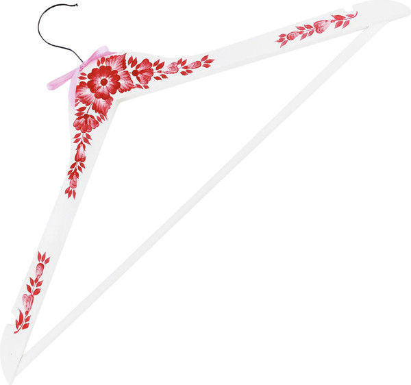 Изображение товара Деревянная вешалка-плечики Брестская Фабрика Сувениров С красными цветами / HR03 (белый)