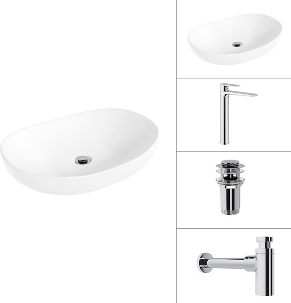 Изображение товара Умывальник со смесителем Lauter 21502 + Reef 21CK8678C + сифон 21635CH + дон.клапан 21190CH (хром)