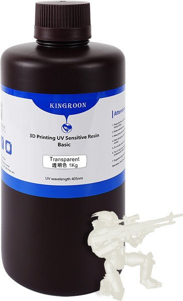 Изображение товара Фотополимерная смола для 3D-принтера Kingroon Standard Resin Transparent / B02173 (1кг)