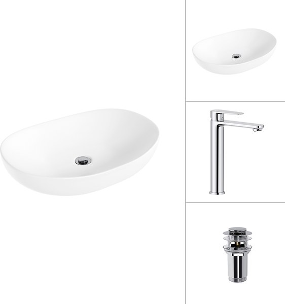 Изображение товара Умывальник со смесителем Lauter 21502 + Moon 21СK81691C с донным клапаном 21190CH (хром)