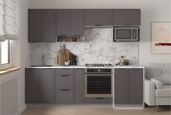 Изображение товара Шкаф-стол кухонный Arvento Корнелия Флок-плюс НШ60р без столешницы (графит софт)