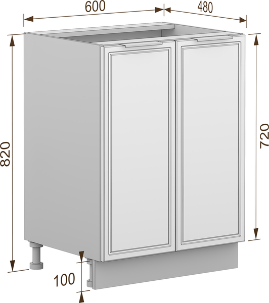 Изображение товара Шкаф-стол кухонный Arvento Корнелия Флок-плюс НШ60р без столешницы (графит софт)