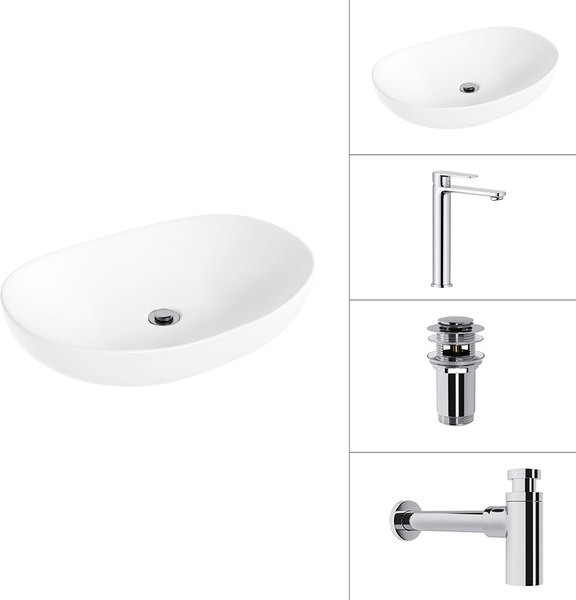 Изображение товара Умывальник со смесителем Lauter 21502 + Moon 21СK81691C + сифон 21635CH + дон.клапан 21190CH (хром)
