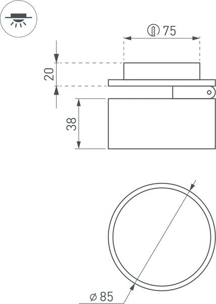 Изображение товара Точечный светильник Arlight LGD-POT-BUILT-R85-12W Day4000 BK 100deg / 045783