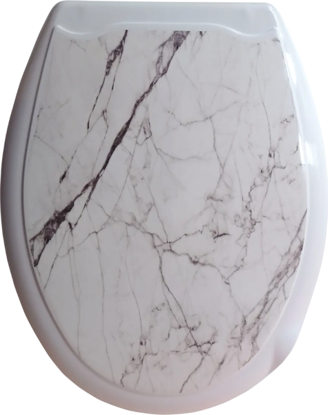 Изображение товара Сиденье для унитаза Еврокомфорт Белый мрамор 002718 (жесткое)