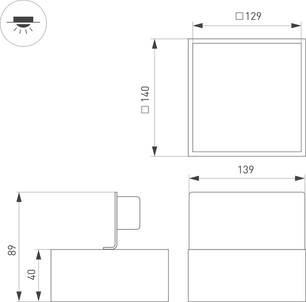 Изображение товара Точечный светильник Arlight DL-GRIGLIATO-S140x140-18W Day4000 WH 100deg / 045697