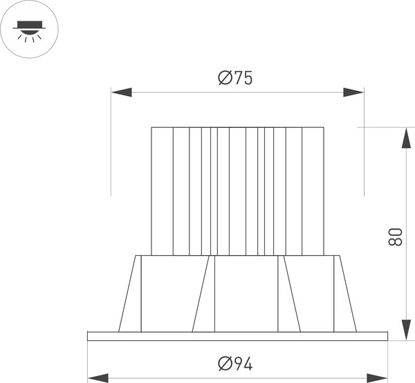 Изображение товара Точечный светильник Arlight MS-ATOLL-BUILT-TURN-R94-10W Warm3000 BK 60deg / 041574
