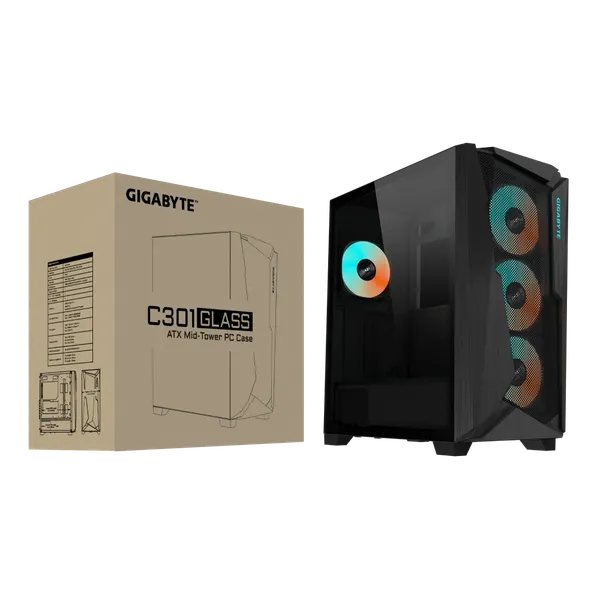Изображение товара Корпус для компьютера Gigabyte C301G Glass V2 (черный, без БП)
