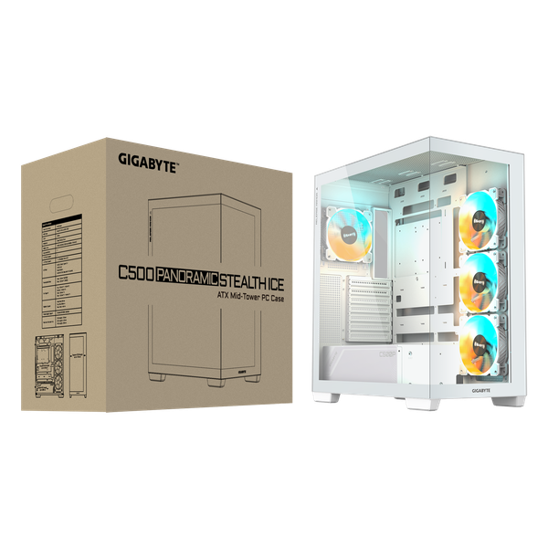 Изображение товара Корпус для компьютера Gigabyte C500 Panoramic Stealth Ice / GB-C500PI ST (белый, без БП)
