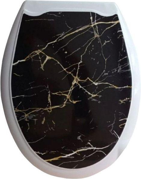 Изображение товара Сиденье для унитаза Еврокомфорт Черный мрамор 002719 (жесткое)