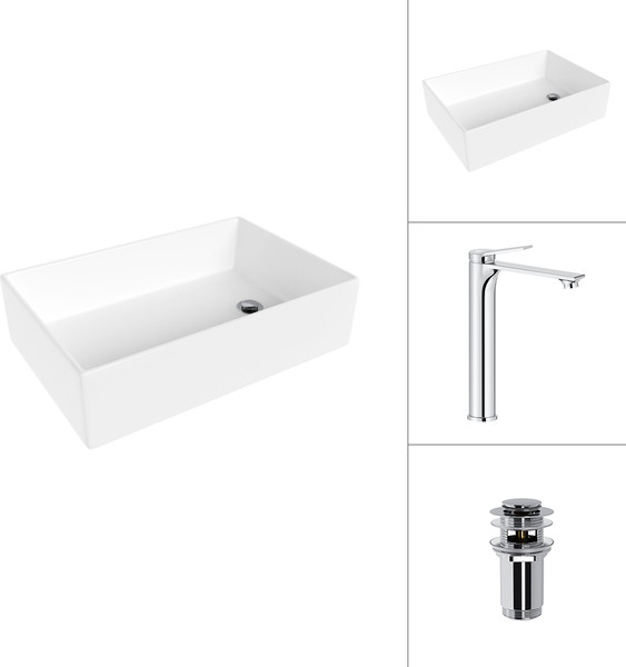 Изображение товара Умывальник со смесителем Lauter 21518-1 + Rio 21AM12672 с донным клапаном 21190CH (хром)