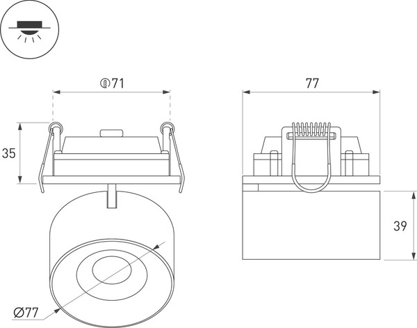 Изображение товара Точечный светильник Arlight SP-PLURIO-BUILT-R77-9W Day4000 WH-WH 36deg / 037972