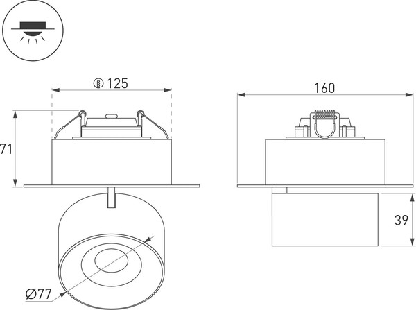 Изображение товара Точечный светильник Arlight SP-PLURIO-BUILT-TRIMLESS-R160-9W Day4000 WH-WH 36deg / 038065