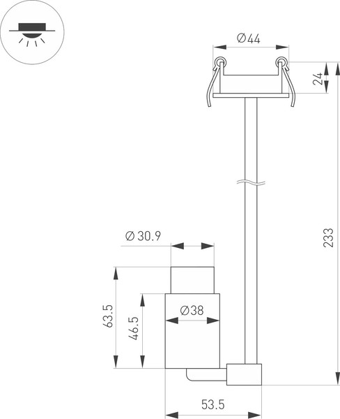 Изображение товара Точечный светильник Arlight ART-NEMO-BUILT-ZOOM-L205-R38-5W Warm3000 BK 10-55deg / 049785