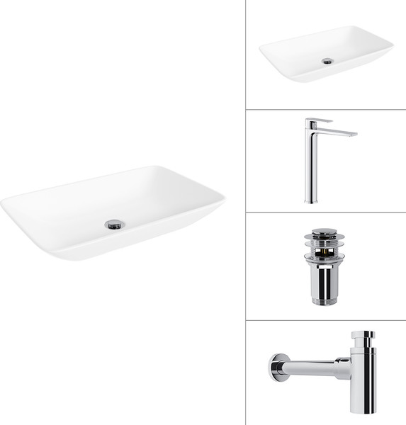 Изображение товара Умывальник со смесителем Lauter 21540 + Reef 21CK8678C + сифон 21635CH + дон.клапан 21190CH (хром)