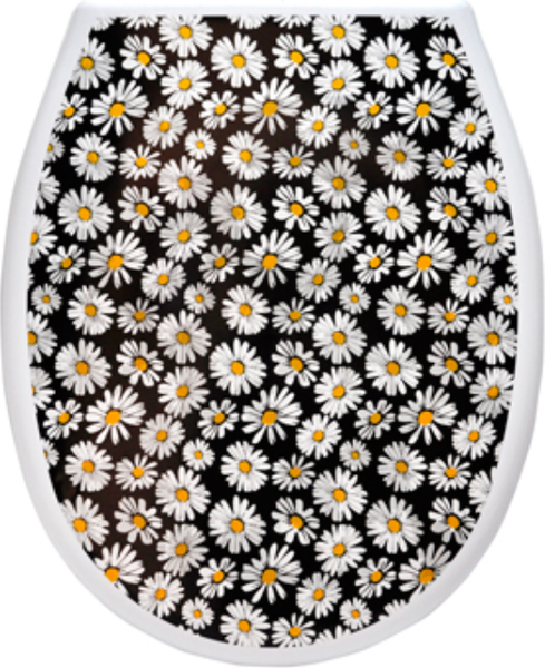 Изображение товара Сиденье для унитаза Еврокомфорт Океан Lux Ромашки с детской накладкой 003746 (жесткое)
