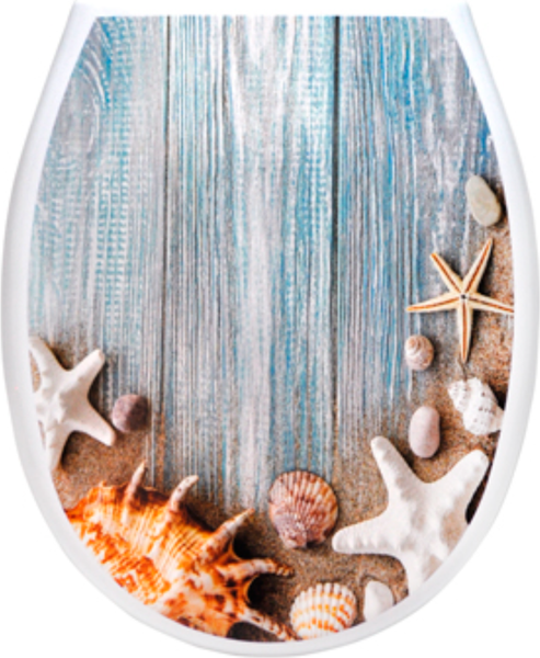 Изображение товара Сиденье для унитаза Еврокомфорт Океан Lux Пляж с детской накладкой 003741 (жесткое)
