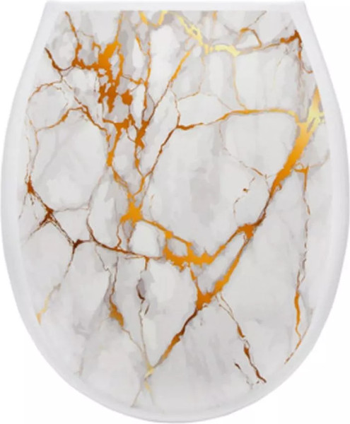 Изображение товара Сиденье для унитаза Еврокомфорт Океан Lux Белый мрамор с детской накладкой 003733 (жесткое)